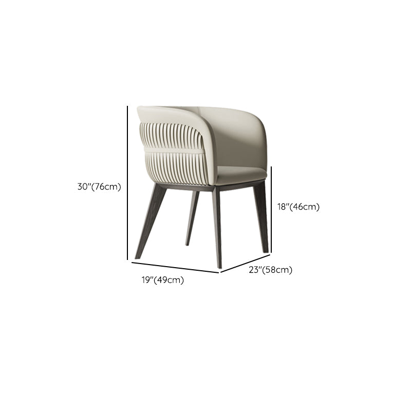 Modern Simple White Arm Chair Wooden Base Dining Arm Chair for Home Use