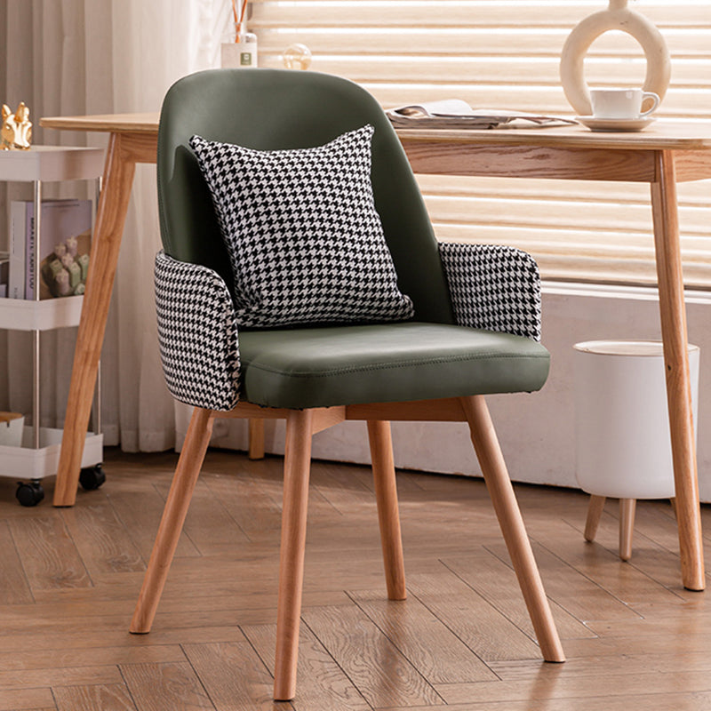 Modern Style Arm Chair Upholstered Dining Chair with Wooden Legs