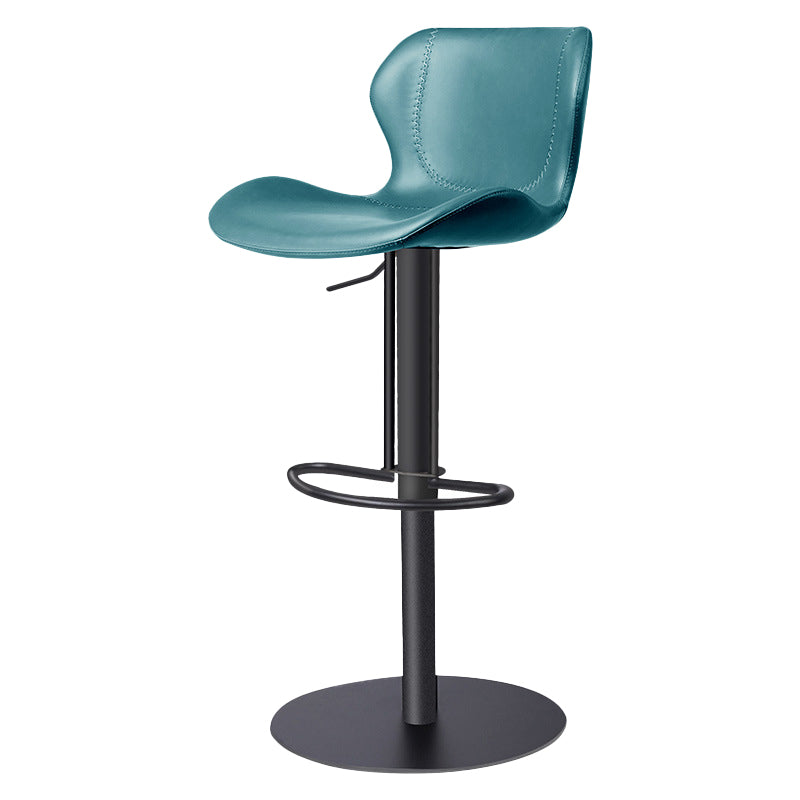 Faux Leather Barstool Adjustable Height Swivel Barstool with Footrest