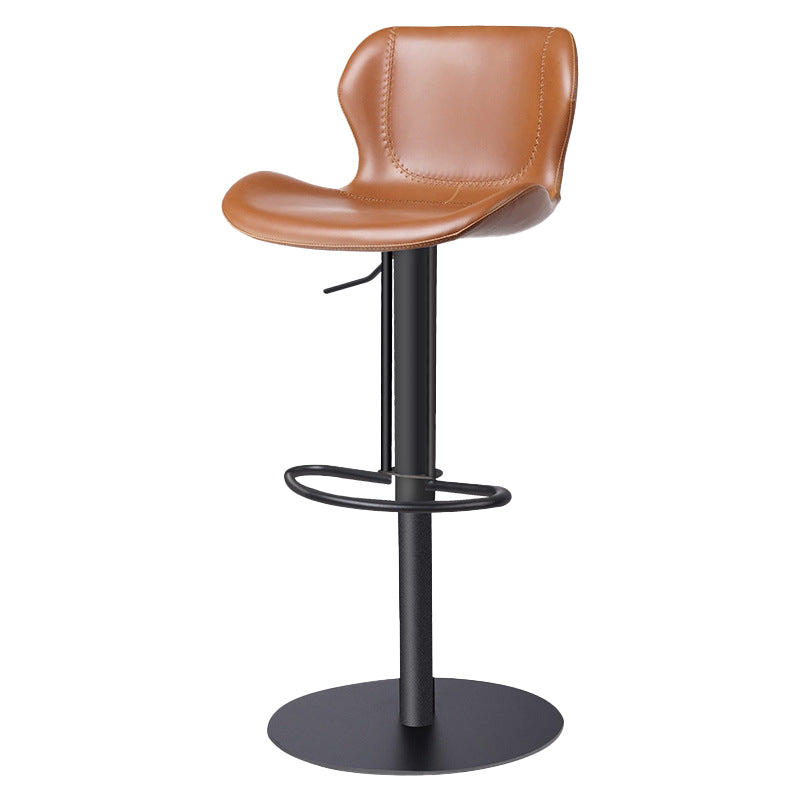 Faux Leather Barstool Adjustable Height Swivel Barstool with Footrest
