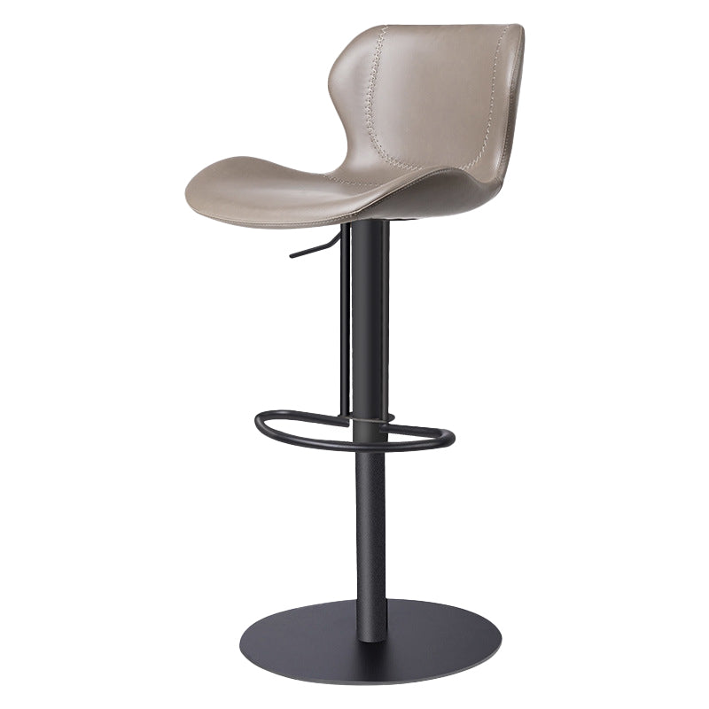 Faux Leather Barstool Adjustable Height Swivel Barstool with Footrest