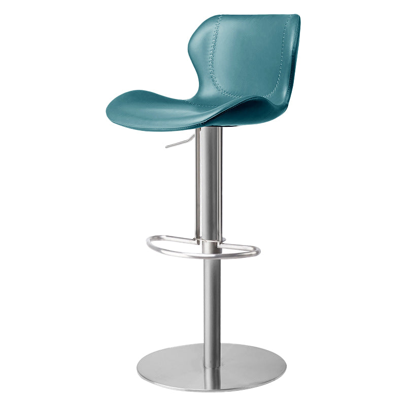 Faux Leather Barstool Adjustable Height Swivel Barstool with Footrest
