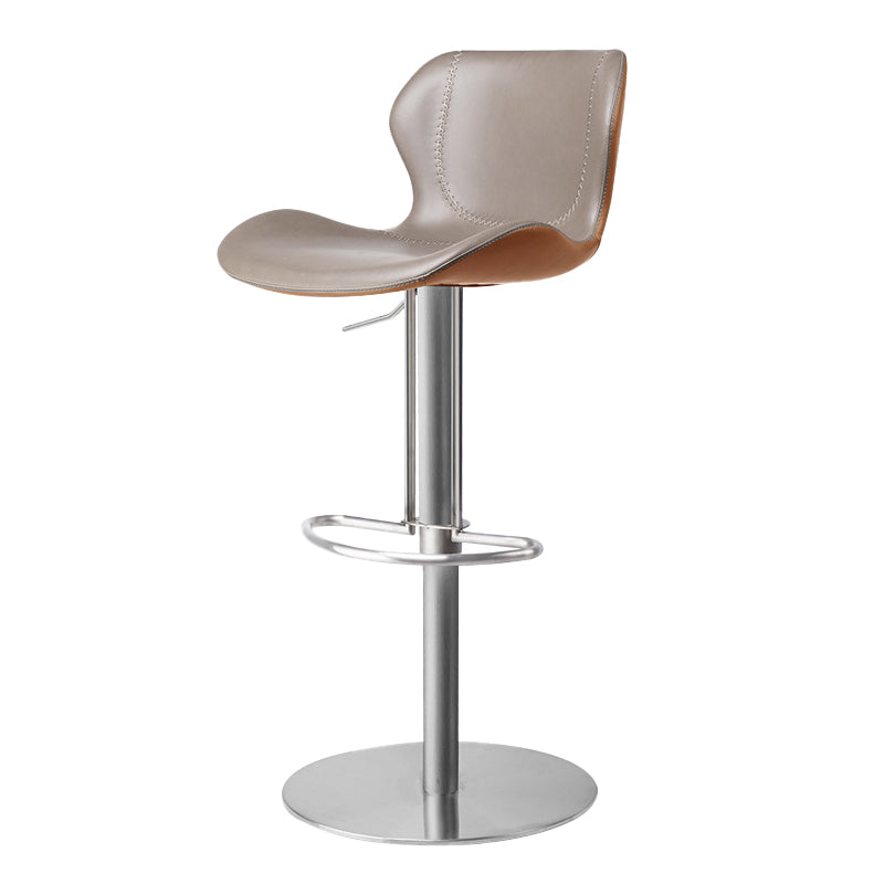 Faux Leather Barstool Adjustable Height Swivel Barstool with Footrest