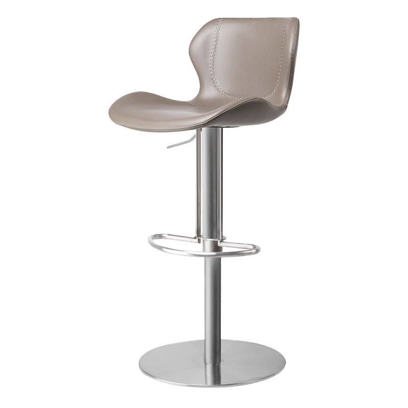 Faux Leather Barstool Adjustable Height Swivel Barstool with Footrest
