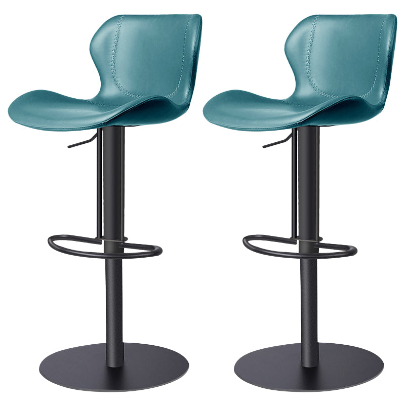 Faux Leather Barstool Adjustable Height Swivel Barstool with Footrest