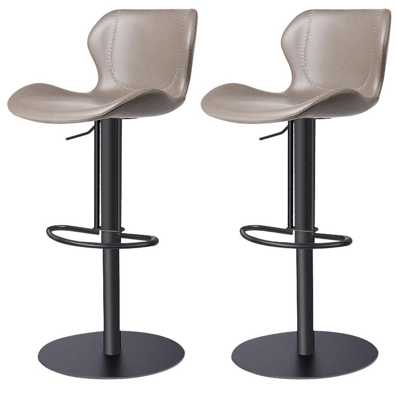 Faux Leather Barstool Adjustable Height Swivel Barstool with Footrest
