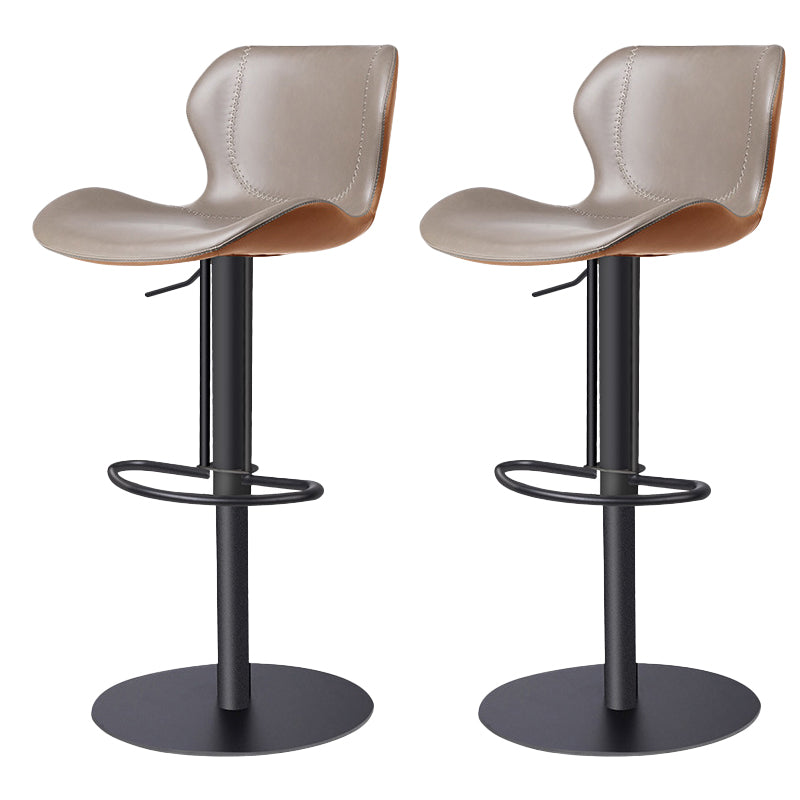 Faux Leather Barstool Adjustable Height Swivel Barstool with Footrest