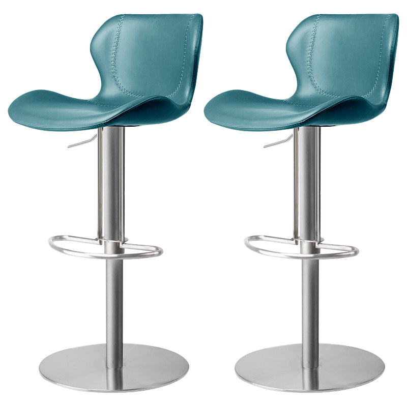 Faux Leather Barstool Adjustable Height Swivel Barstool with Footrest