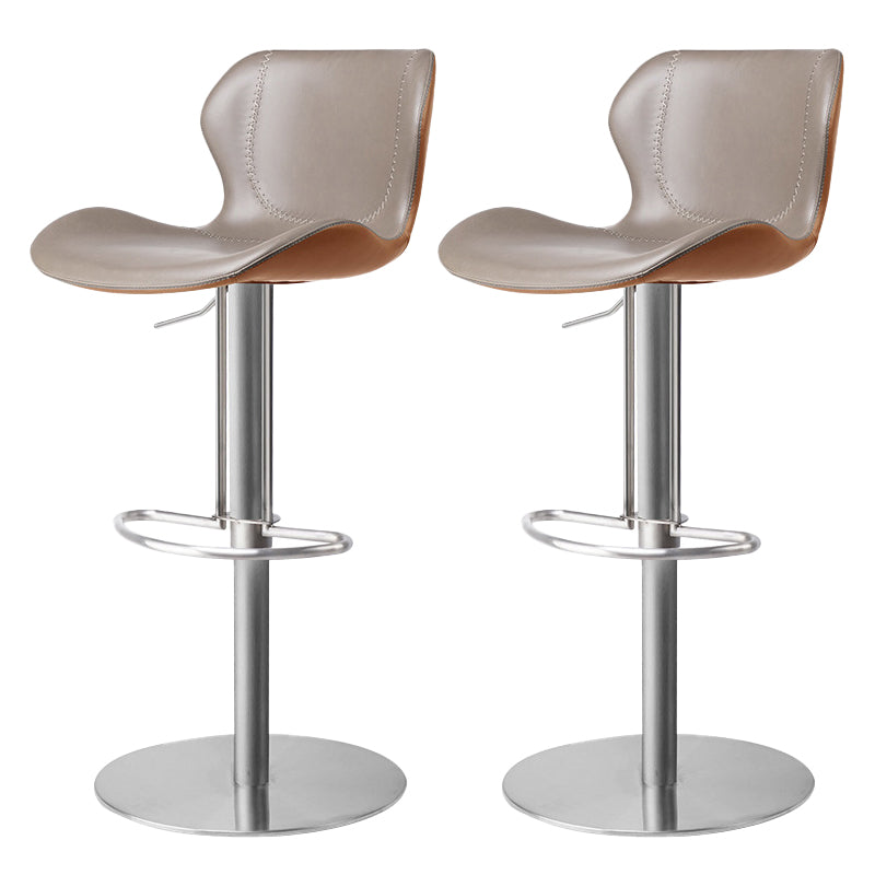 Faux Leather Barstool Adjustable Height Swivel Barstool with Footrest