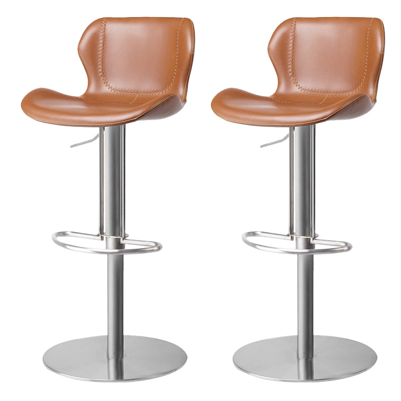 Faux Leather Barstool Adjustable Height Swivel Barstool with Footrest