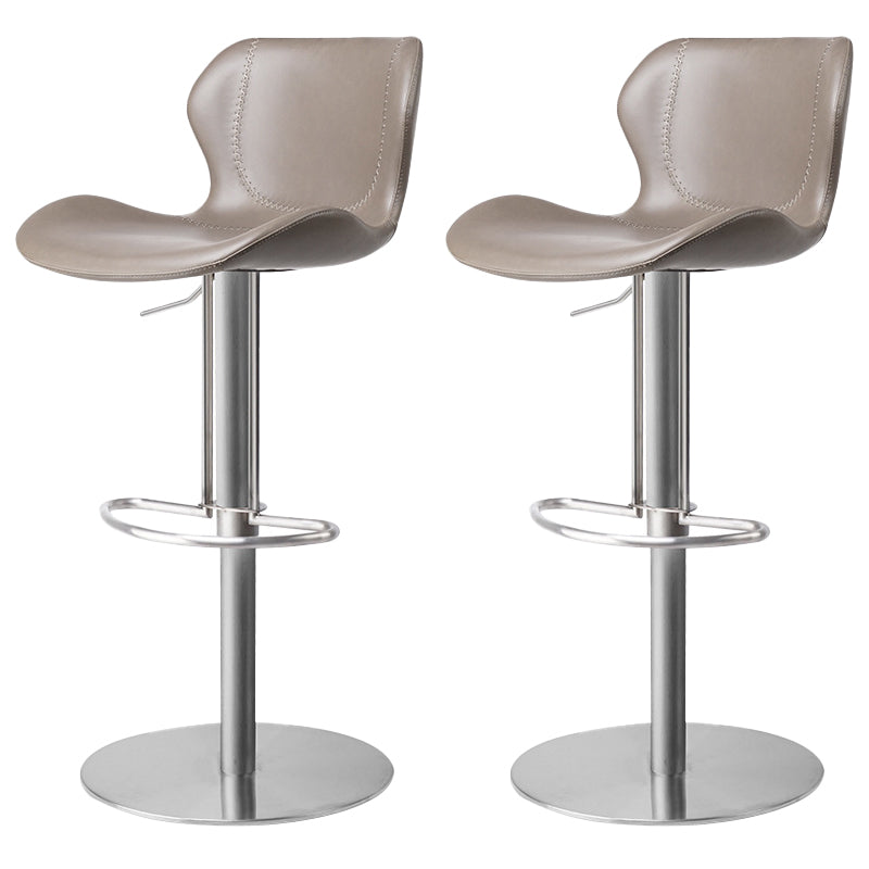 Faux Leather Barstool Adjustable Height Swivel Barstool with Footrest