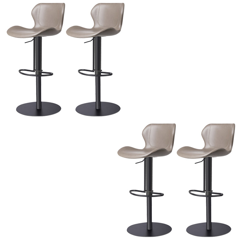 Faux Leather Barstool Adjustable Height Swivel Barstool with Footrest