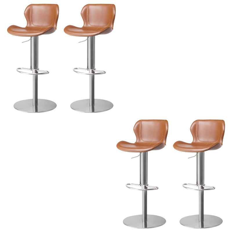 Faux Leather Barstool Adjustable Height Swivel Barstool with Footrest
