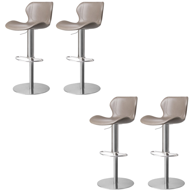Faux Leather Barstool Adjustable Height Swivel Barstool with Footrest