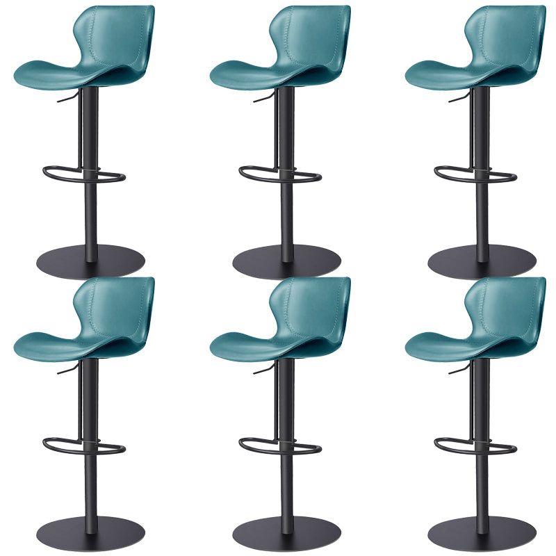 Faux Leather Barstool Adjustable Height Swivel Barstool with Footrest