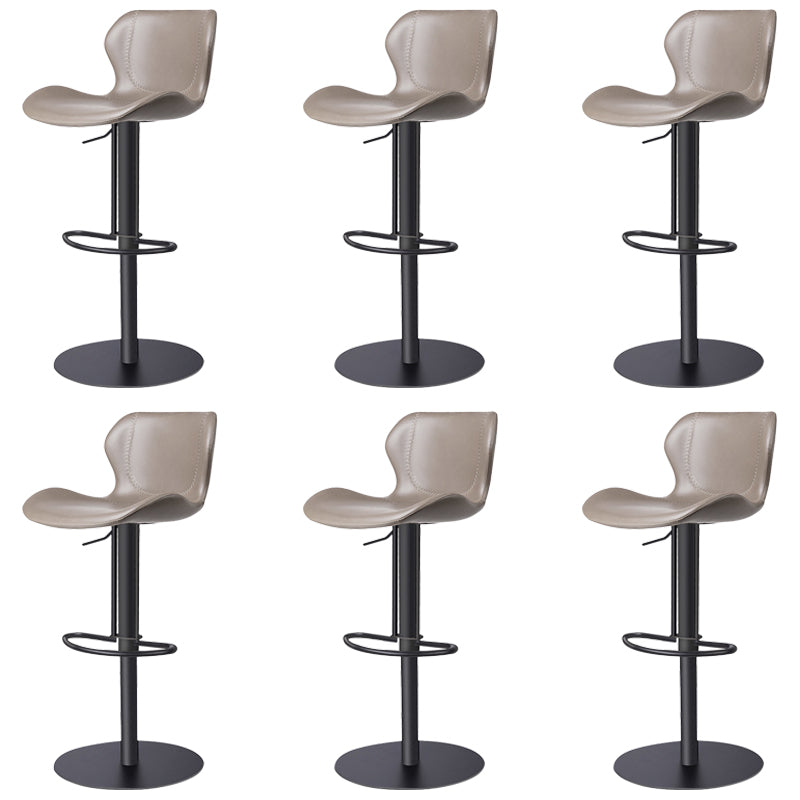 Faux Leather Barstool Adjustable Height Swivel Barstool with Footrest