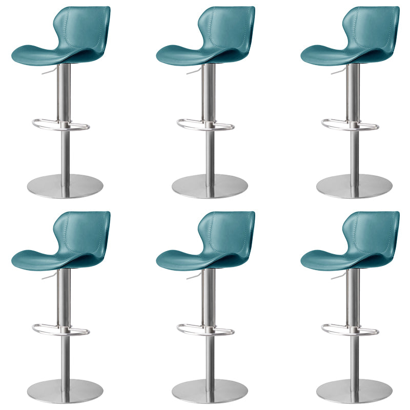 Faux Leather Barstool Adjustable Height Swivel Barstool with Footrest