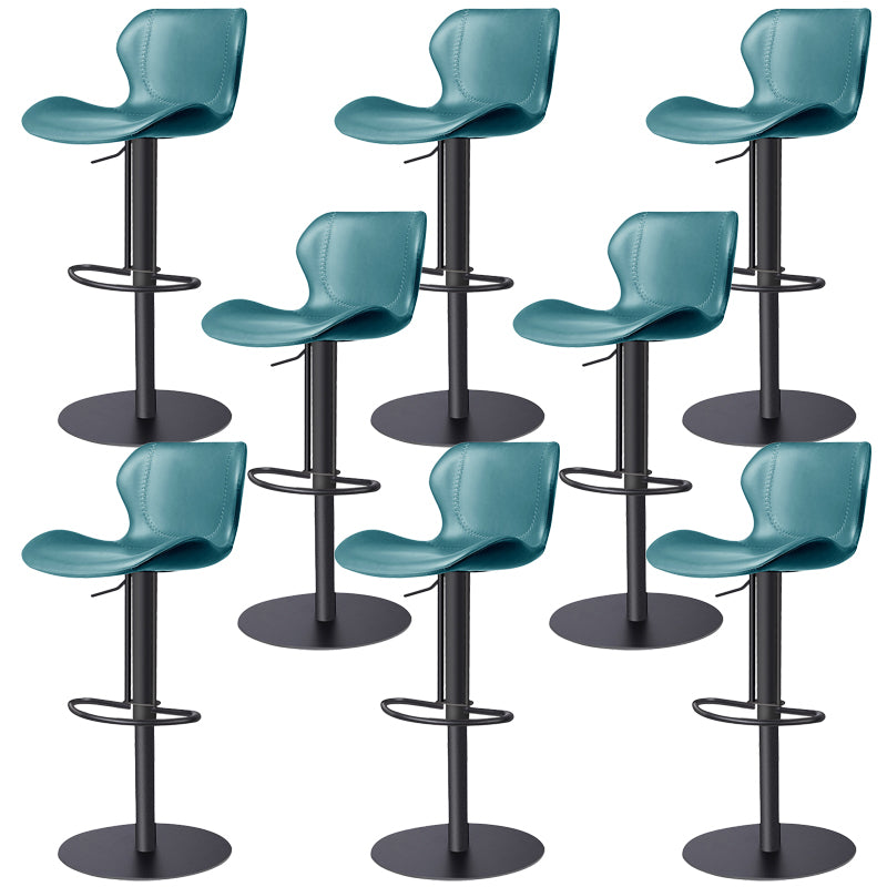 Faux Leather Barstool Adjustable Height Swivel Barstool with Footrest