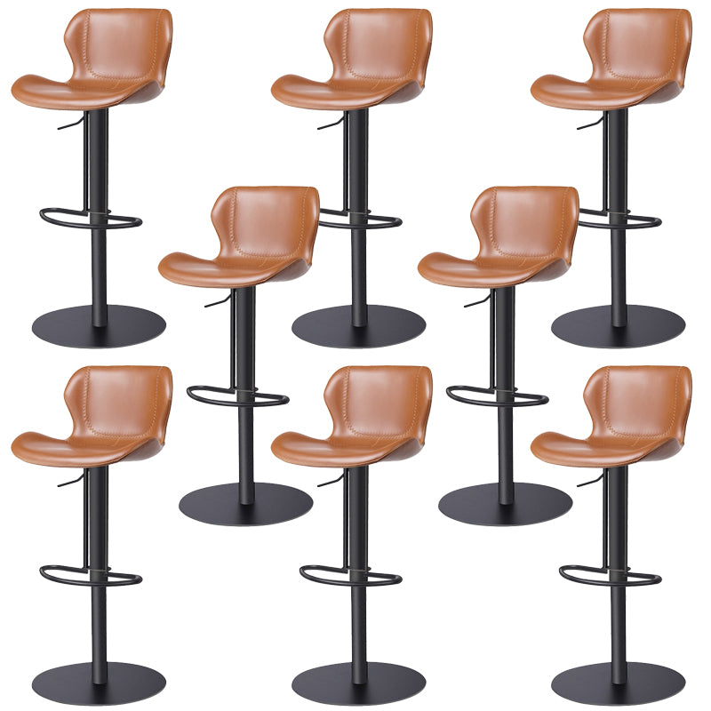 Faux Leather Barstool Adjustable Height Swivel Barstool with Footrest