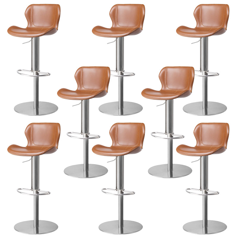 Faux Leather Barstool Adjustable Height Swivel Barstool with Footrest