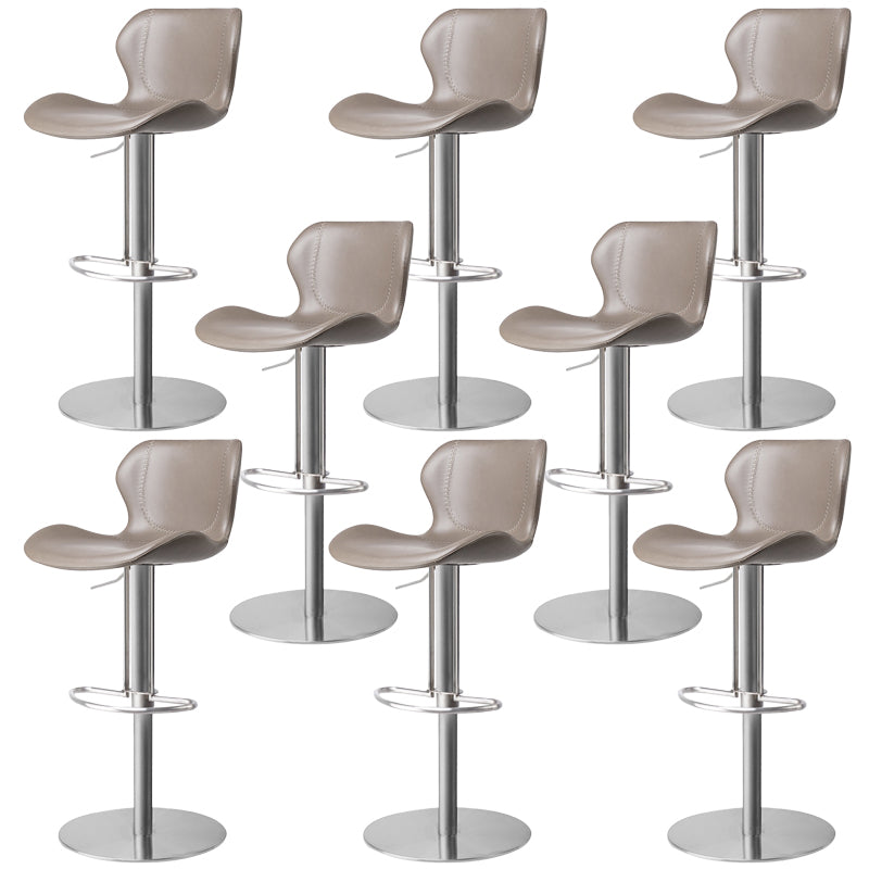 Faux Leather Barstool Adjustable Height Swivel Barstool with Footrest