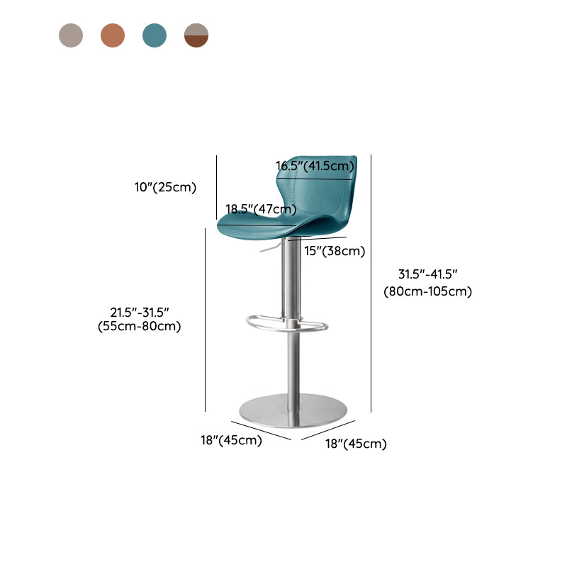 Faux Leather Barstool Adjustable Height Swivel Barstool with Footrest