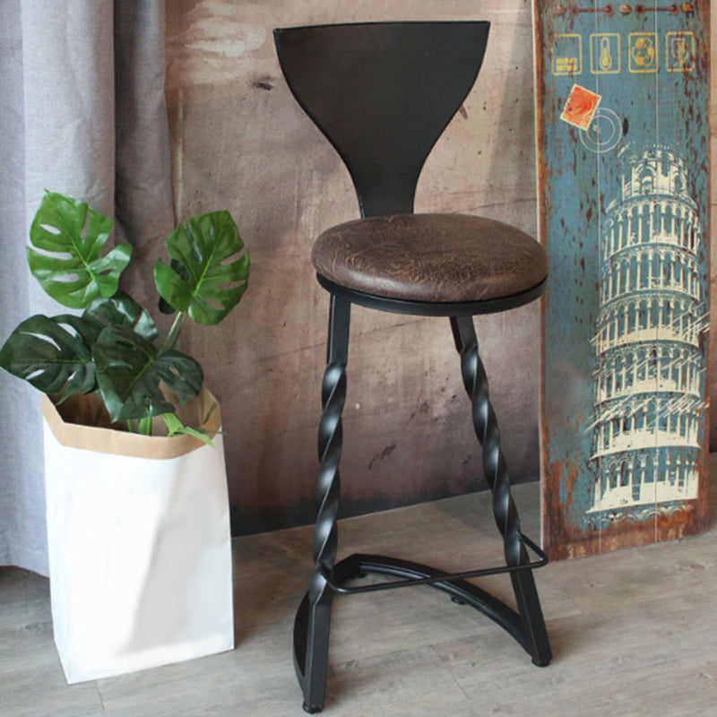Industrial Metal Dining Stools Armless Bar Stools with Footrest