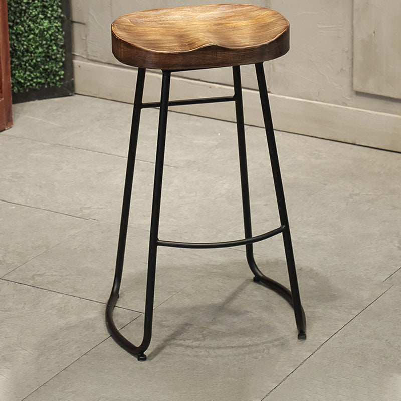 Industrial Metal Dining Stools Armless Bar Stools with Footrest