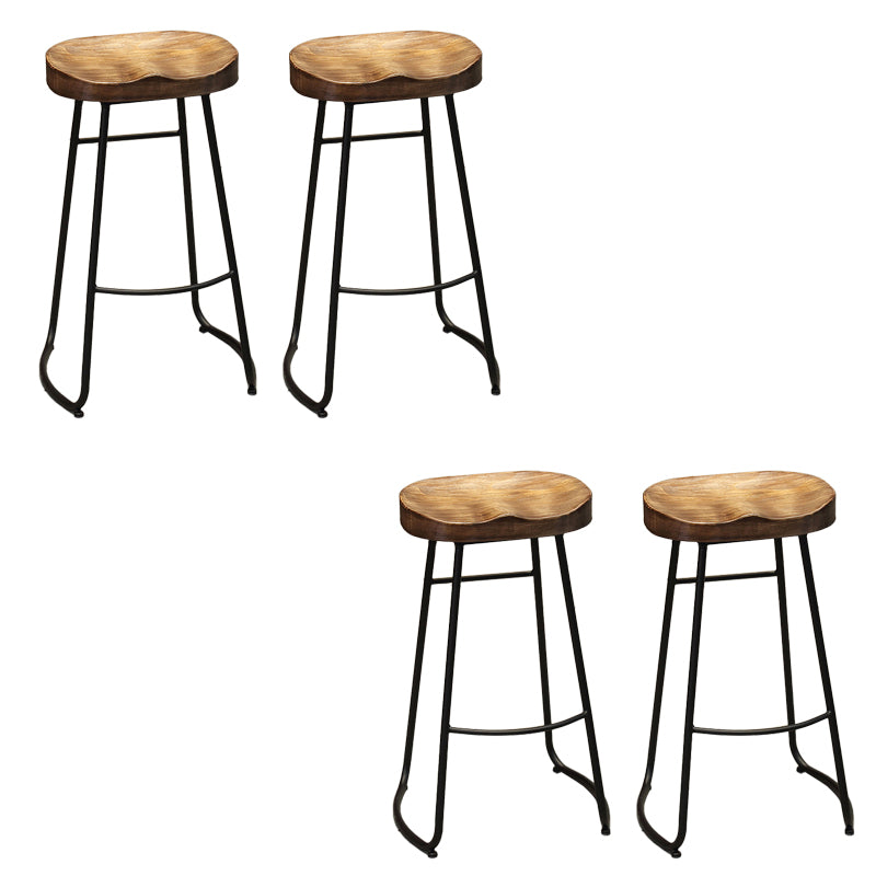 Industrial Metal Dining Stools Armless Bar Stools with Footrest
