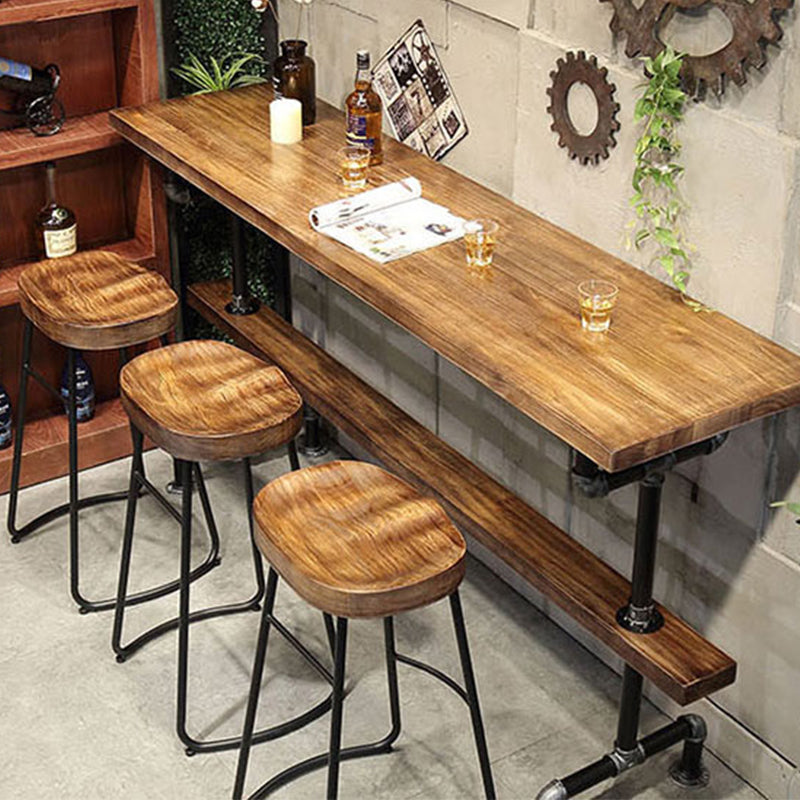 Industrial Metal Dining Stools Armless Bar Stools with Footrest