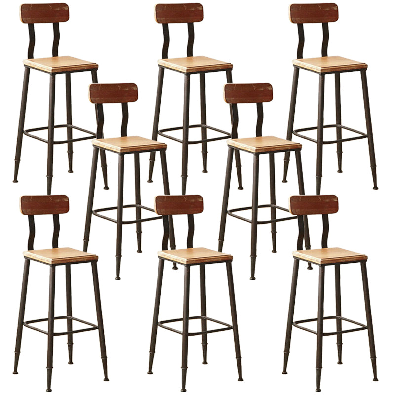 Industrial Metal Dining Stools Armless Bar Stools with Footrest