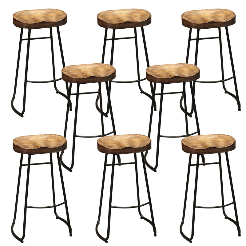Industrial Metal Dining Stools Armless Bar Stools with Footrest