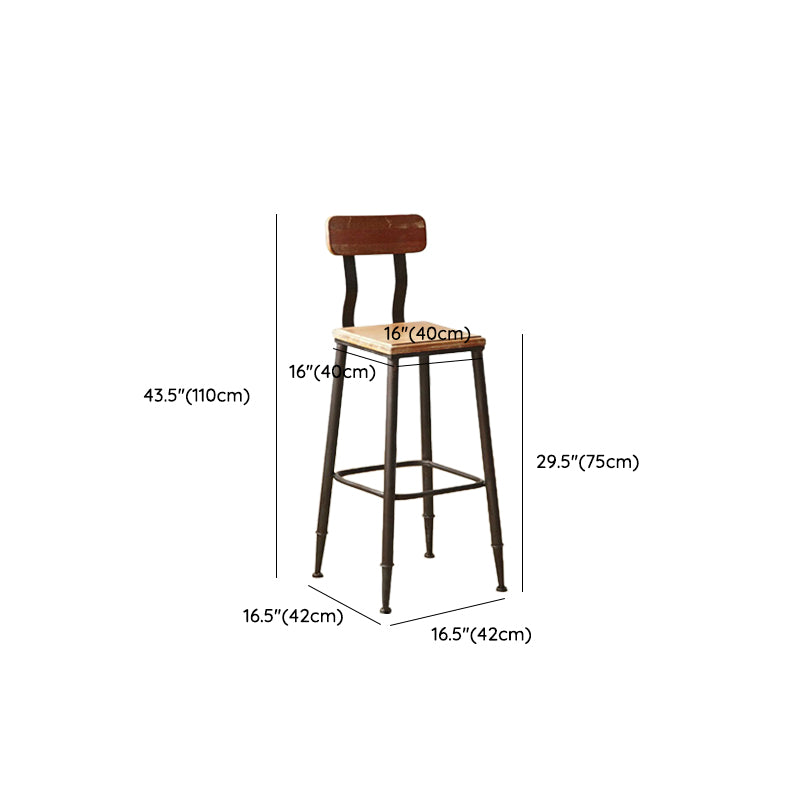 Industrial Metal Dining Stools Armless Bar Stools with Footrest