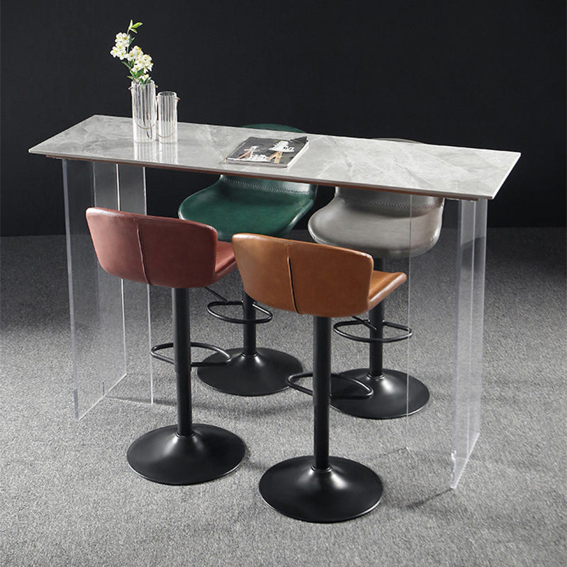 Faux Leather Barstools Adjustable Height Swivel Barstool with Footrest
