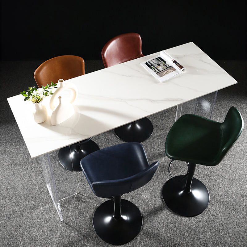 Faux Leather Barstools Adjustable Height Swivel Barstool with Footrest