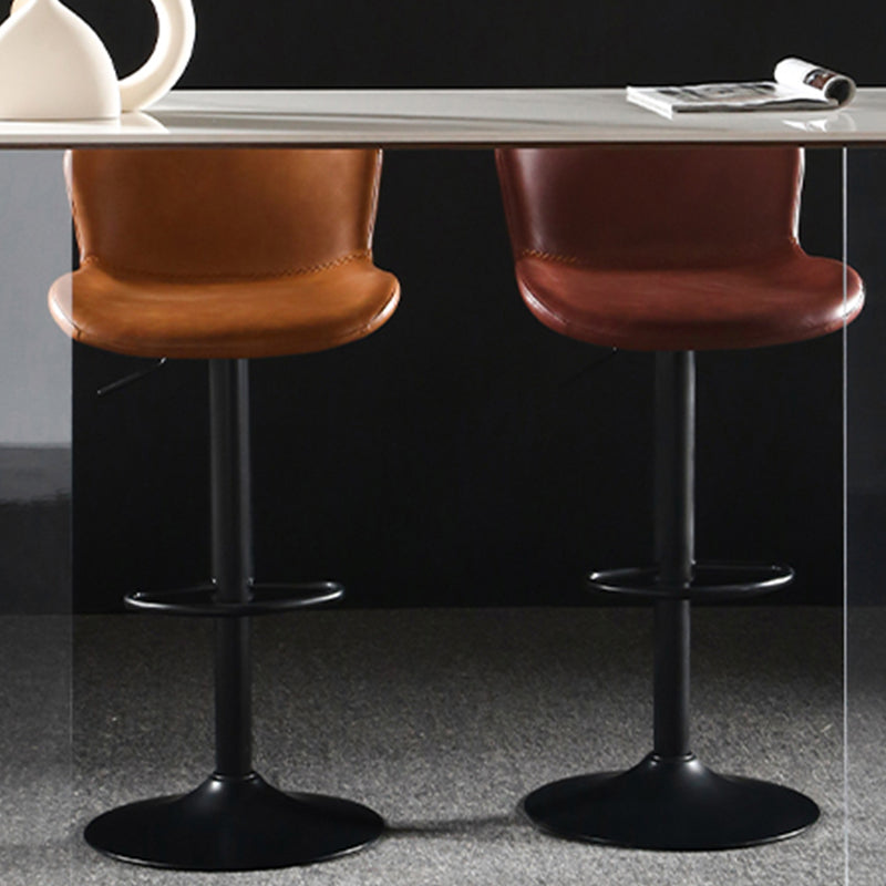 Faux Leather Barstools Adjustable Height Swivel Barstool with Footrest
