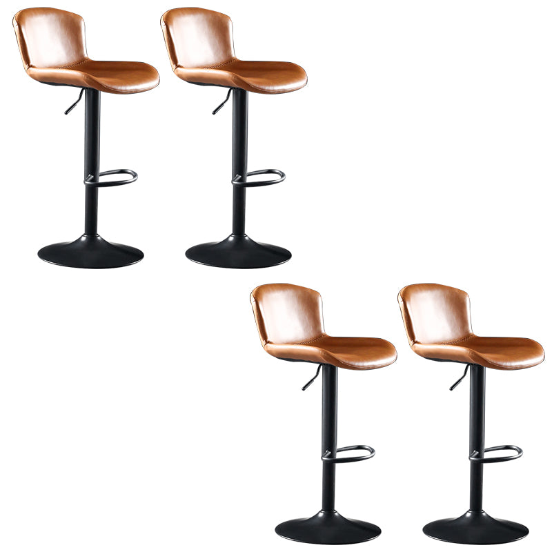 Faux Leather Barstools Adjustable Height Swivel Barstool with Footrest