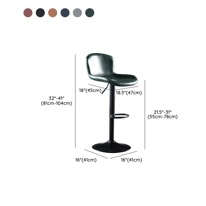 Faux Leather Barstools Adjustable Height Swivel Barstool with Footrest