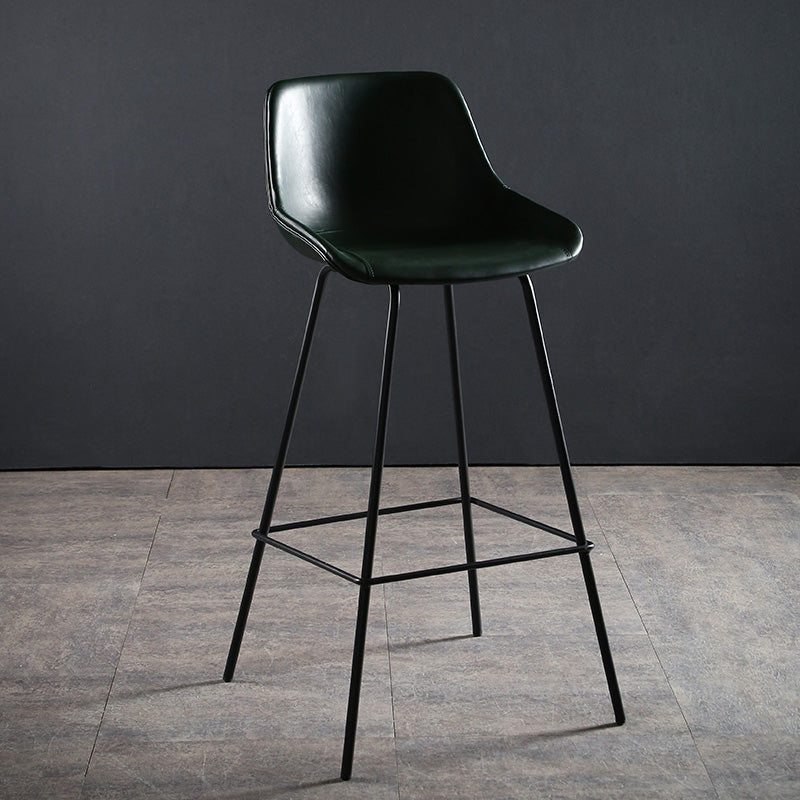 Faux Leather Dining Stools Bucket Armless Bar Stools with Metal Legs