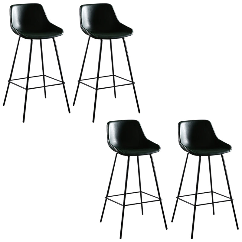 Faux Leather Dining Stools Bucket Armless Bar Stools with Metal Legs