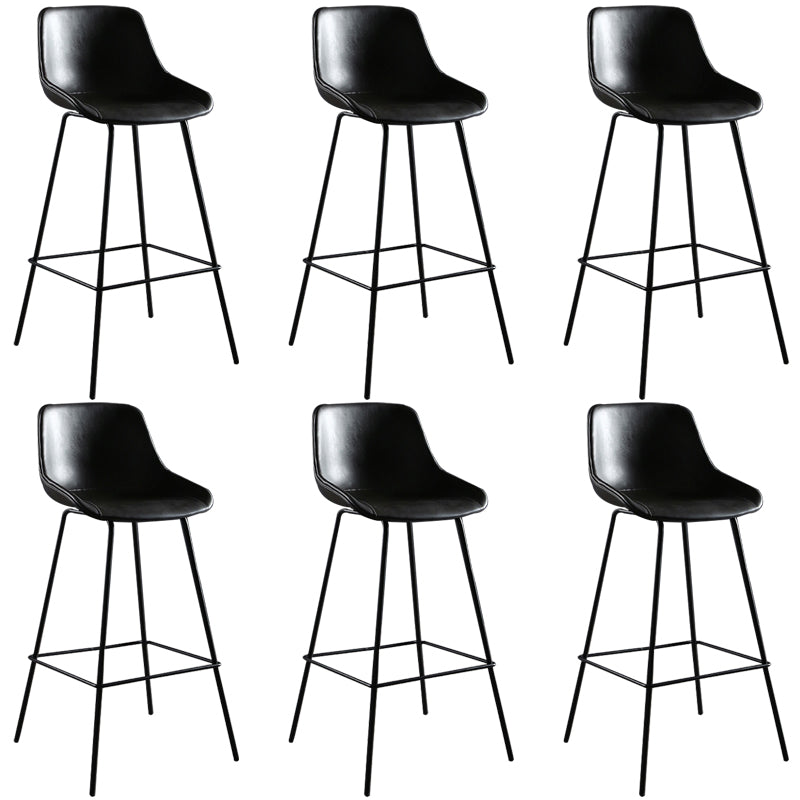 Faux Leather Dining Stools Bucket Armless Bar Stools with Metal Legs