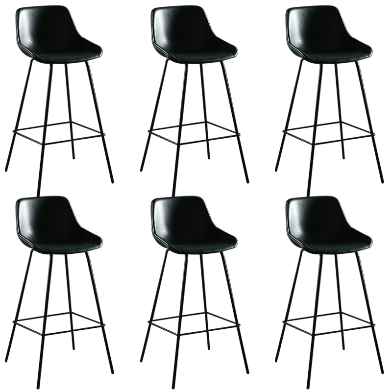 Faux Leather Dining Stools Bucket Armless Bar Stools with Metal Legs