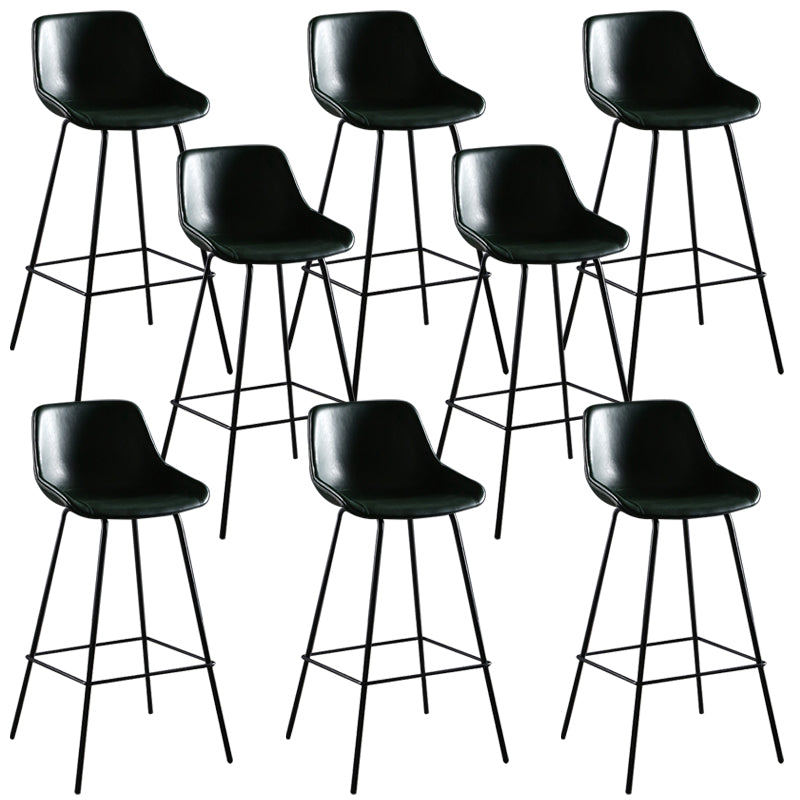 Faux Leather Dining Stools Bucket Armless Bar Stools with Metal Legs