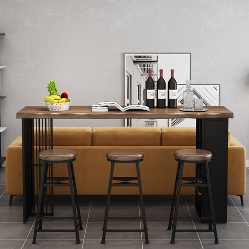 Backless Solid Wood Dining Stools Round Bar Stools with Metal Legs