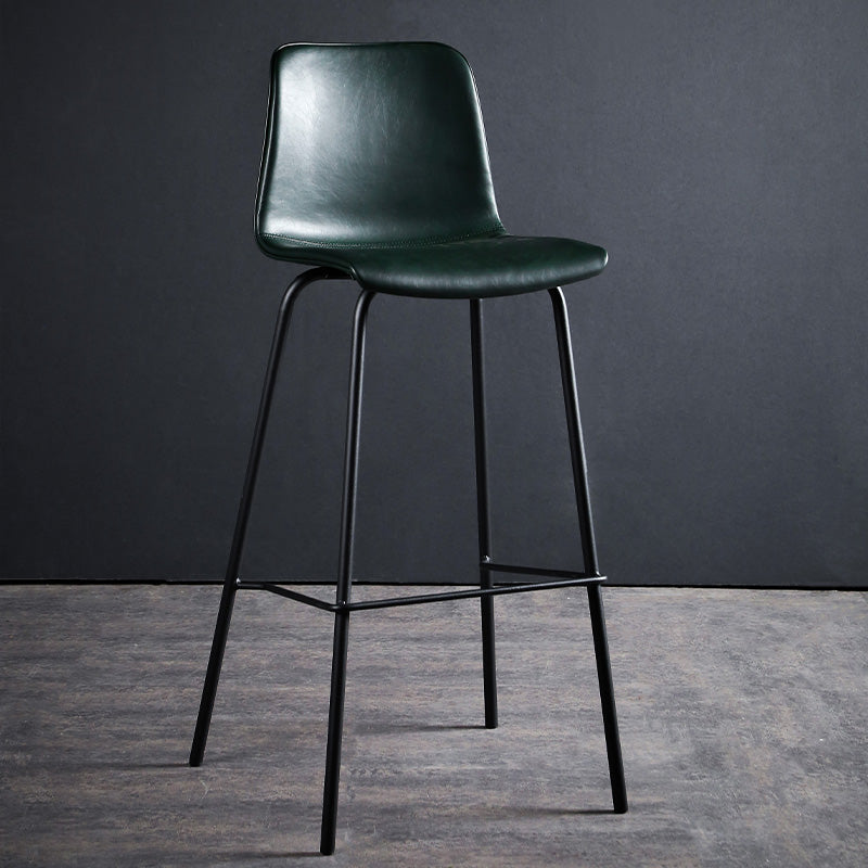 Faux Leather Dining Stools Low Back Bucket Bar Stools with Metal Legs