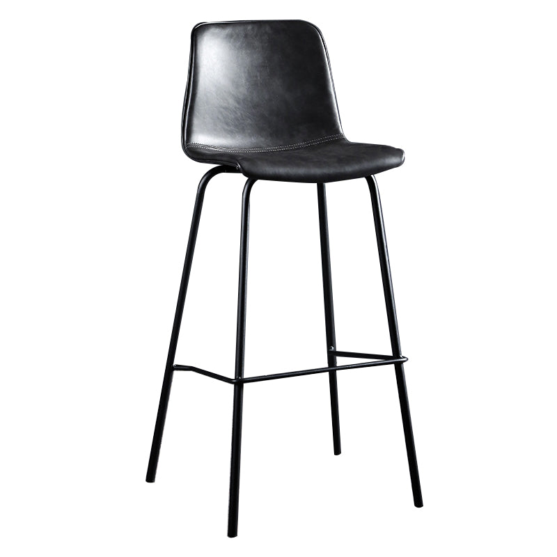 Faux Leather Dining Stools Low Back Bucket Bar Stools with Metal Legs