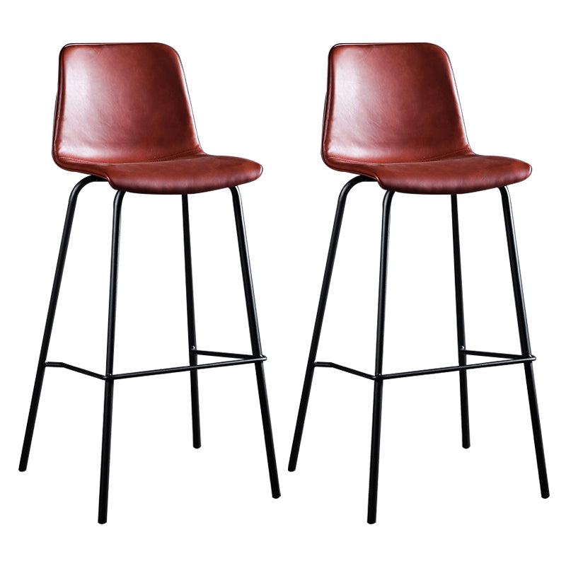 Faux Leather Dining Stools Low Back Bucket Bar Stools with Metal Legs