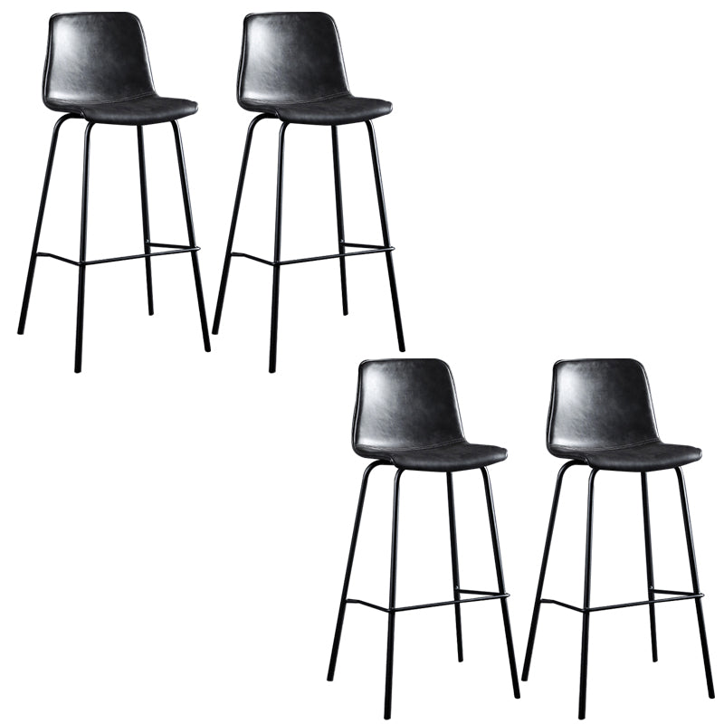 Faux Leather Dining Stools Low Back Bucket Bar Stools with Metal Legs