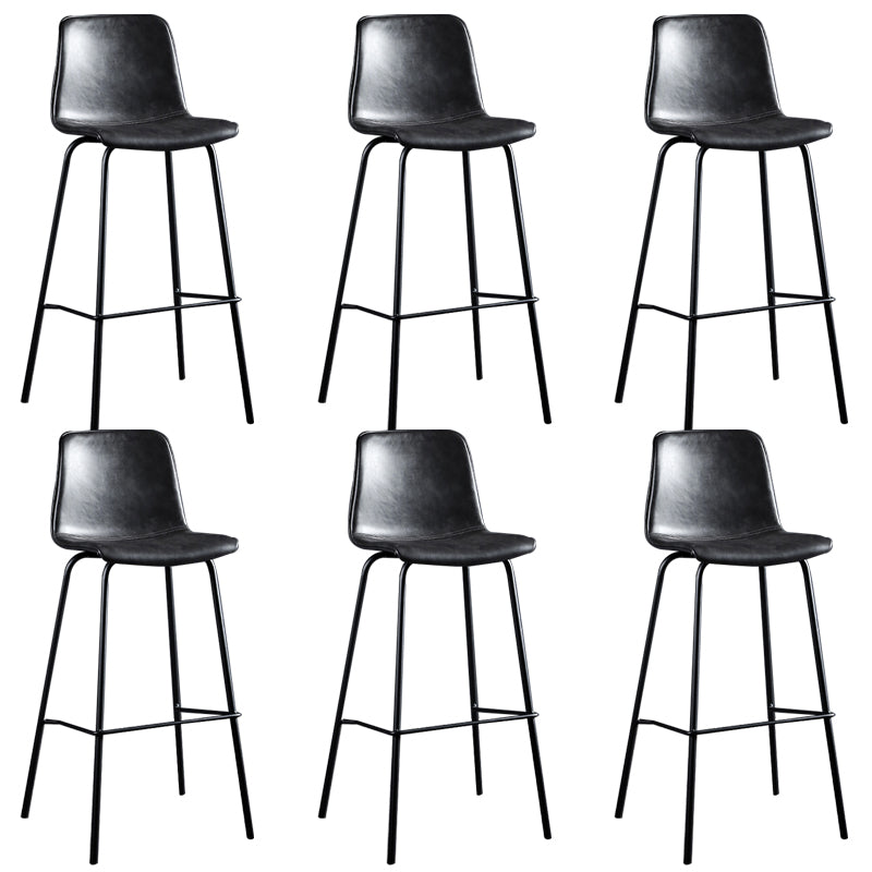 Faux Leather Dining Stools Low Back Bucket Bar Stools with Metal Legs
