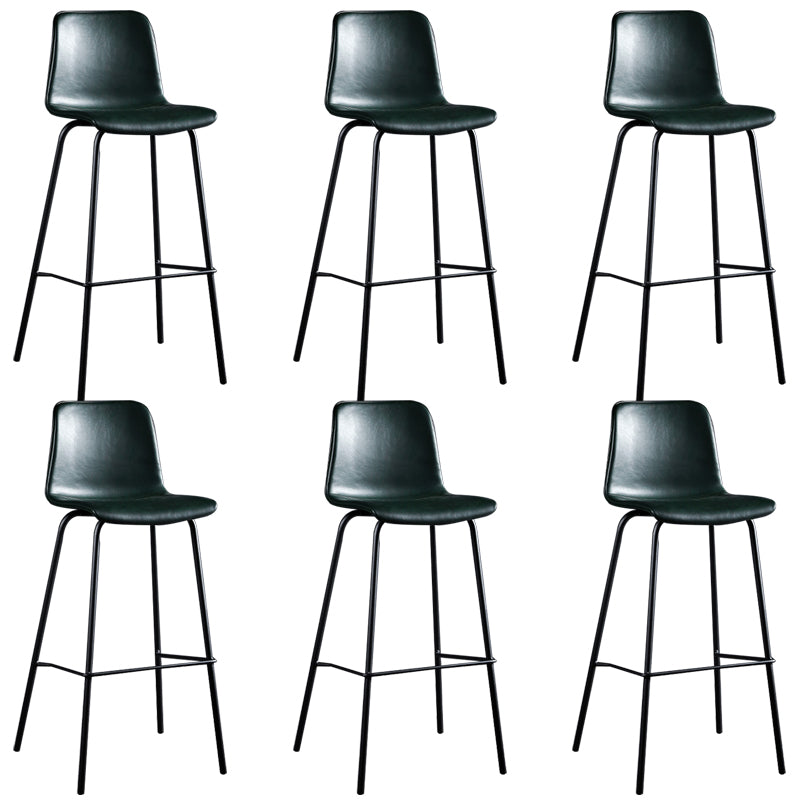 Faux Leather Dining Stools Low Back Bucket Bar Stools with Metal Legs